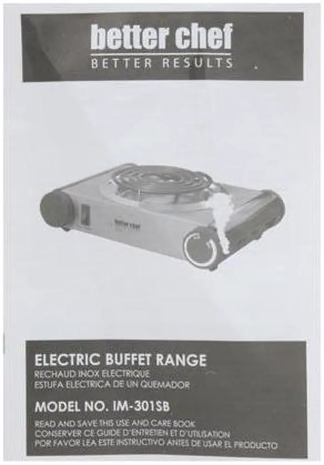 Alt view image 9 of 10 - Better Chef Buffet Burner Table Top Single IM-301SB Stainless Steel