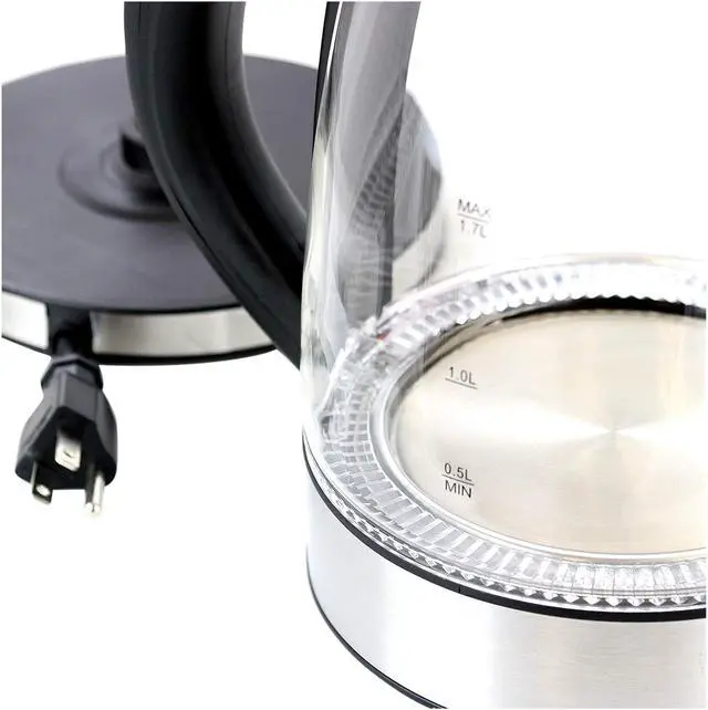 Alt view image 2 of 4 - Better Chef IM-178S 1.7 L Cordless Electric Glass and Stainless Steel Tea Kettle