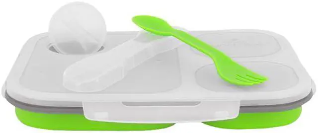Alt view image 3 of 3 - Smart Planet EC-34 Large 3-Compartment Eco Silicone Collapsible Lunch Box, Green