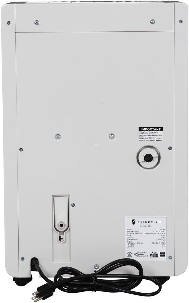 Alt view image 4 of 6 - Friedrich D70BP 70 Pint Dehumidifier, Built-in Drain Pump