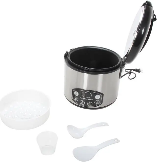 Alt view image 5 of 6 - Hamilton Beach 37536 Black/Stainless Steel Digital Simplicity Deluxe Rice Cooker/Steamer