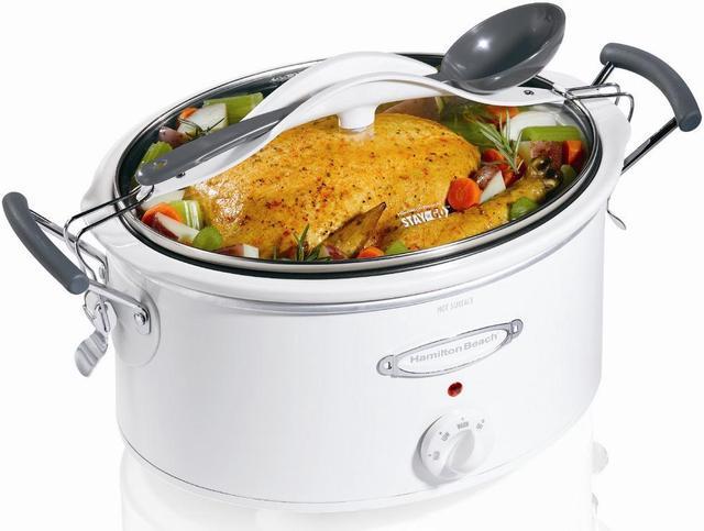 Hamilton Beach 33163 White Stay or Go 6 Quart Slow Cooker