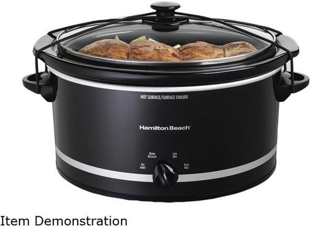 Hamilton Beach 33250 Black 5 Quart Slow Cooker with 2 Cup Food Warmer 