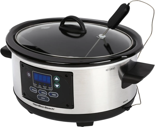 Main image of Hamilton Beach 33958A Stainless Steel 5 Qt. New Set n Forget Slow Cooker with Probe