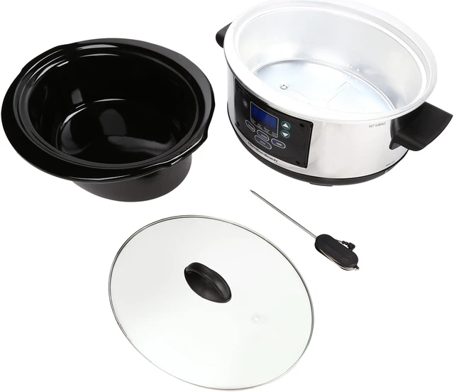 Alt view image 7 of 8 - Hamilton Beach 33958A Stainless Steel 5 Qt. New Set n Forget Slow Cooker with Probe