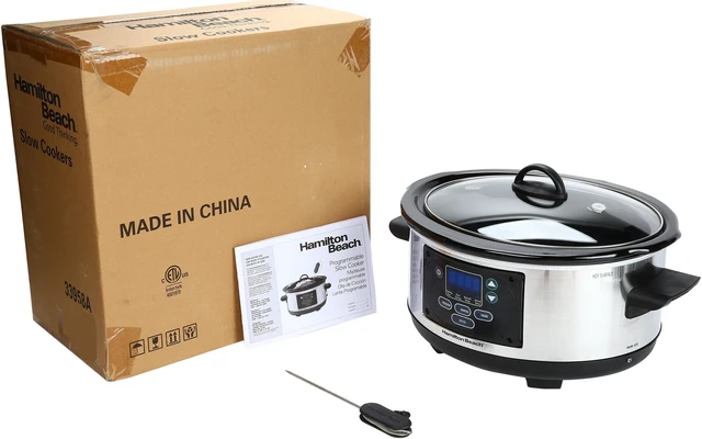 Alt view image 8 of 8 - Hamilton Beach 33958A Stainless Steel 5 Qt. New Set n Forget Slow Cooker with Probe