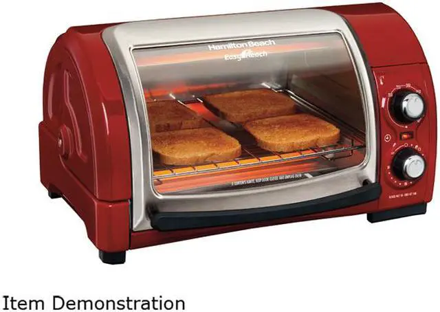 Alt view image 3 of 5 - Hamilton Beach 31337 Easy Reach 4 Slice Toaster Oven Broiler, Red