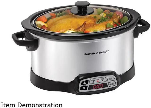 Alt view image 2 of 6 - Hamilton Beach 33660 6 Qt. Programmable Slow Cooker, Silver, 6 quart