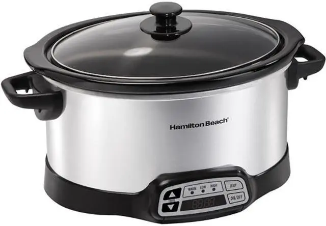 Main image of Hamilton Beach 33660 6 Qt. Programmable Slow Cooker, Silver, 6 quart