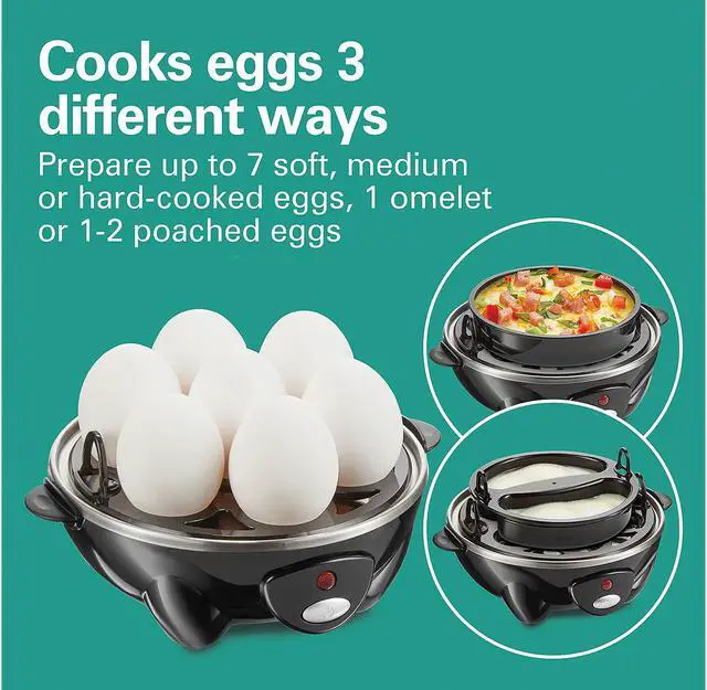 Alt view image 7 of 7 - Hamilton Beach 25507 3-in-1 Egg Cooker with 7 Egg Capacity, Black