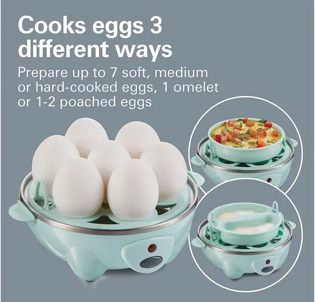 Alt view image 10 of 10 - Hamilton Beach 25504 Teal 3-in-1 Egg Cooker with 7 Egg Capacity