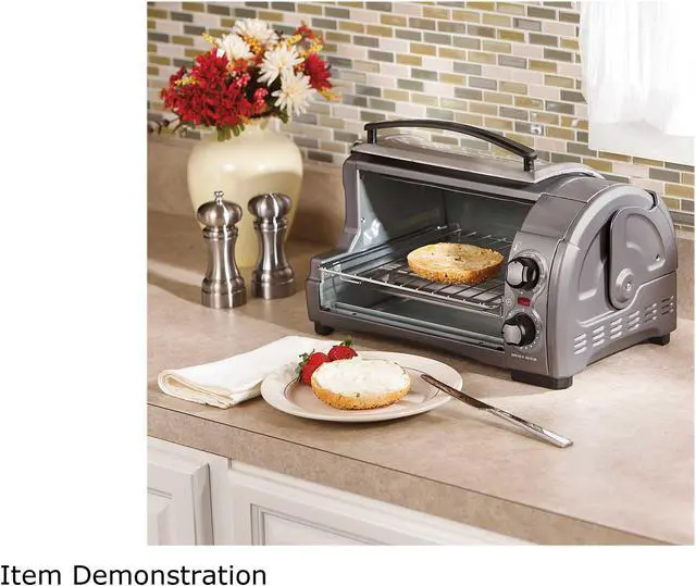 Alt view image 5 of 6 - Hamilton Beach 31334D Easy Reach Toaster Oven with Roll-Top Door, Gray