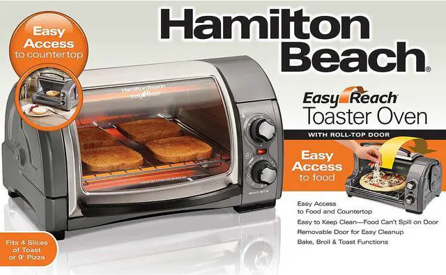 Alt view image 6 of 6 - Hamilton Beach 31334D Easy Reach Toaster Oven with Roll-Top Door, Gray