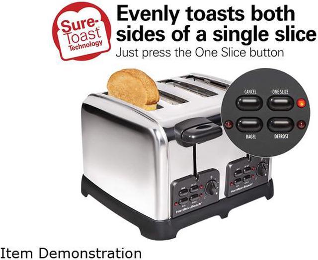 Hamilton Beach Classic 4 Slice Toaster with Sure-Toast Technology,  Stainless Steel - 24782