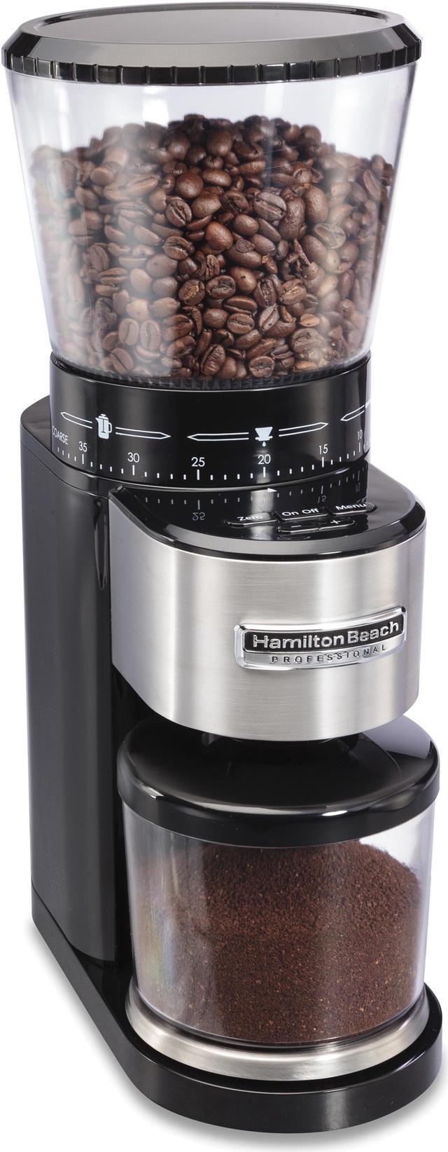 Hamilton Beach 80405 Professional Stainless Steel Conical Burr Digital Coffee  Grinder 