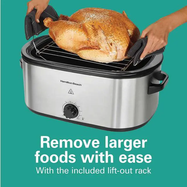 Alt view image 3 of 6 - Hamilton Beach Electric Roaster Oven 22 Quarts, Stainless Steel (Model: 32215)