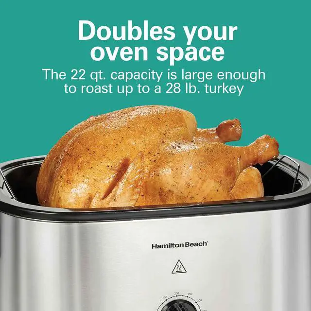 Alt view image 5 of 6 - Hamilton Beach Electric Roaster Oven 22 Quarts, Stainless Steel (Model: 32215)