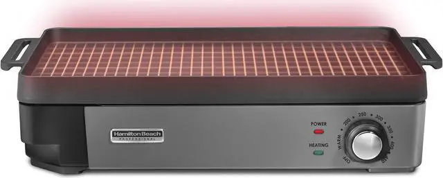 Alt view image 4 of 8 - Hamilton Beach 38560 Professional Cast Iron Electric Grill 10" x 16" with Removable Cooktop
