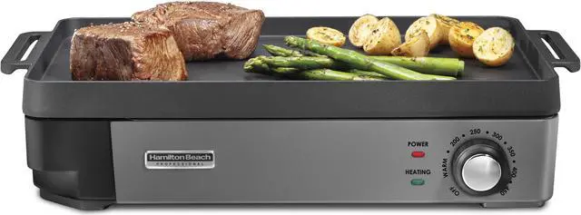 Alt view image 6 of 8 - Hamilton Beach 38560 Professional Cast Iron Electric Grill 10" x 16" with Removable Cooktop
