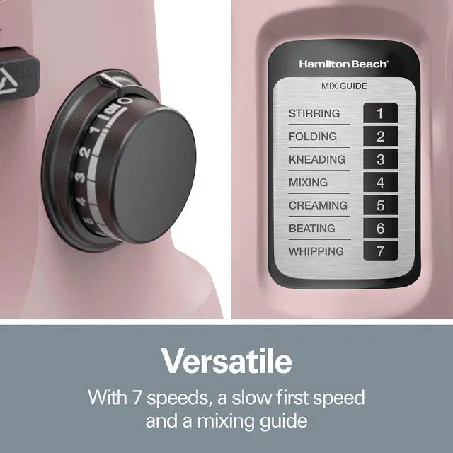 Alt view image 7 of 7 - Hamilton Beach 63396 7 Speed Stand Mixer, 4 Quart Rose