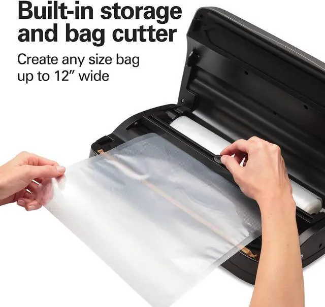 Alt view image 3 of 5 - Hamilton Beach NutriFresh Vacuum Sealer Machine with Roll Cutter and BPA Food Sealing Starter Kit - Silver 78220