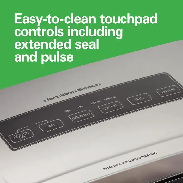 Alt view image 5 of 5 - Hamilton Beach NutriFresh Vacuum Sealer Machine with Roll Cutter and BPA Food Sealing Starter Kit - Silver 78220