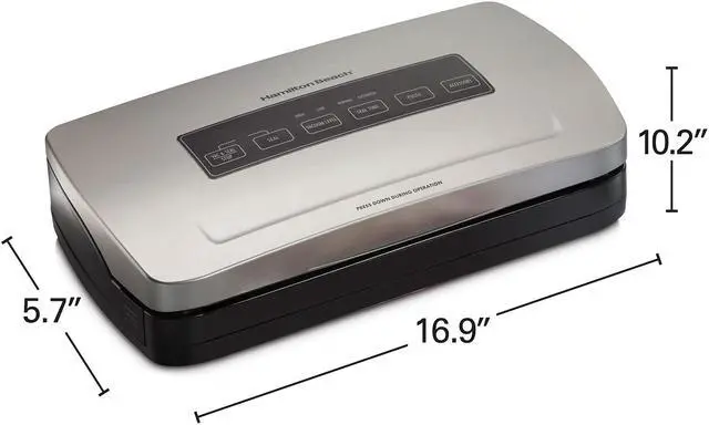 Alt view image 2 of 5 - Hamilton Beach NutriFresh Vacuum Sealer Machine with Roll Cutter and BPA Food Sealing Starter Kit - Silver 78220