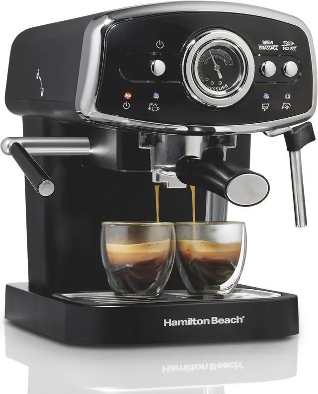 Alt view image 2 of 6 - Hamilton Beach Slide & Lock™ Espresso Maker w/ Milk Steam Wand
