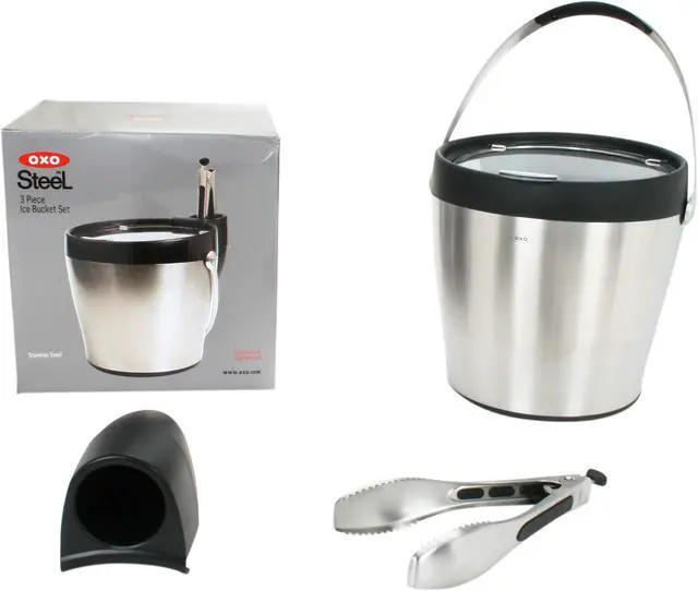 Alt view image 7 of 7 - OXO 1058009 SteeL 3-Piece Ice Bucket w/ Tongs & Tong Holder