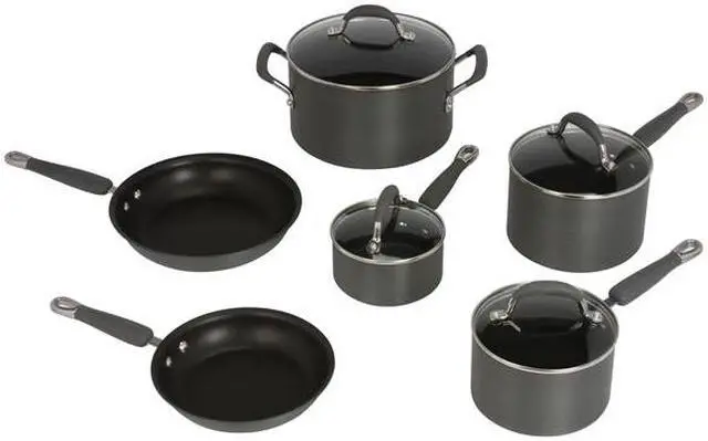 Alt view image 2 of 13 - KitchenAid Gourmet Essentials Nonstick Hard-Anodized 10-Piece Cookware Set