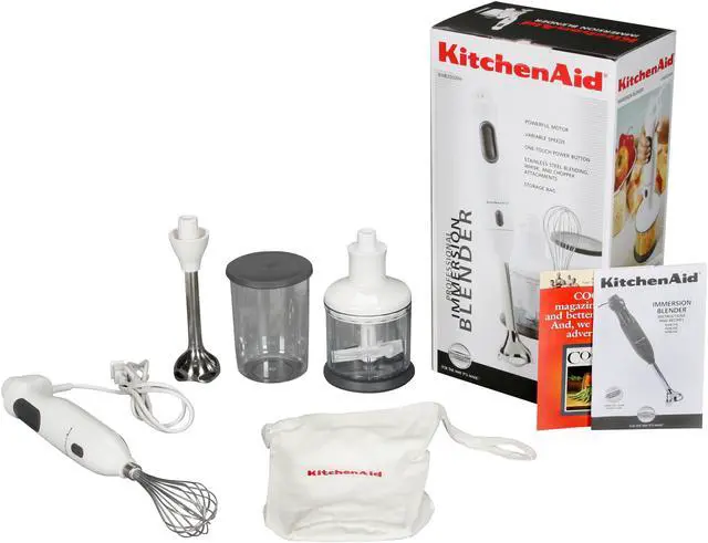 Alt view image 5 of 5 - KitchenAid KHB300WH White Immersion Blender w/Attachments