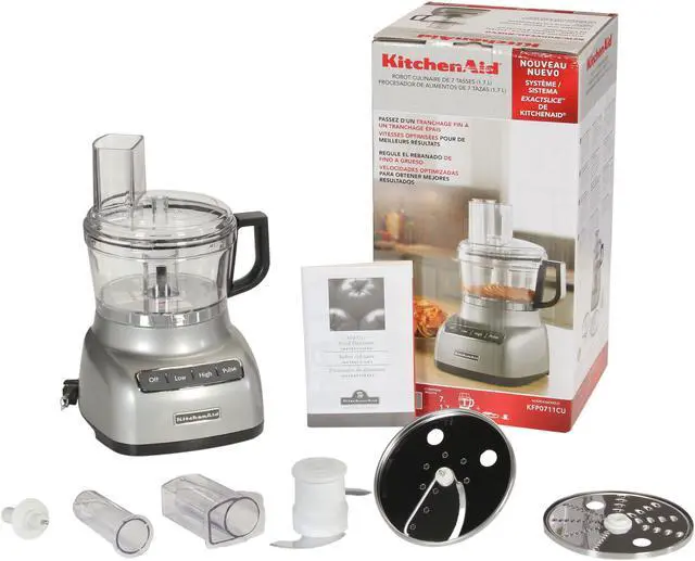 Alt view image 7 of 7 - KitchenAid KFP0711CU Contour Silver 7-Cup Food Processor 3 Speeds
