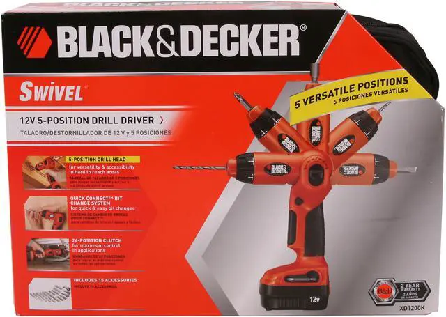 Alt view image 7 of 7 - Black & Decker XD1200K 12V Cordless Swivel Drill