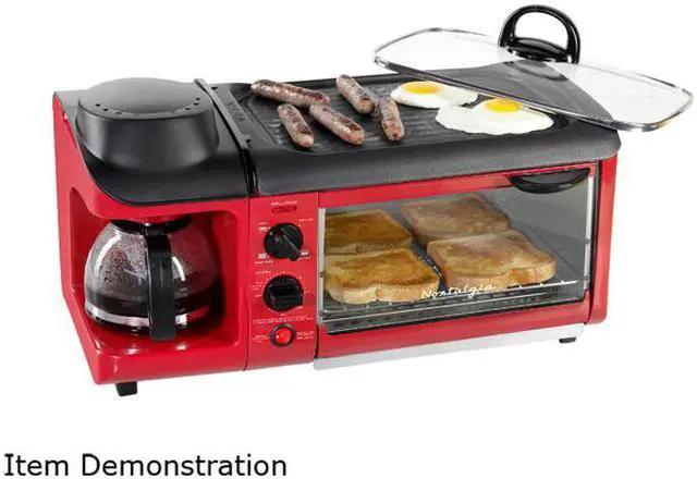 Alt view image 2 of 7 - Nostalgia BSET300RETRORED Retro Series 3-in-1 Family Size Breakfast Station, Red