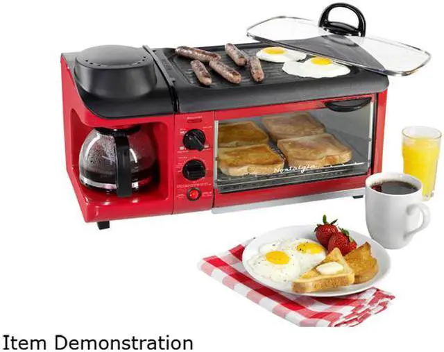 Alt view image 7 of 7 - Nostalgia BSET300RETRORED Retro Series 3-in-1 Family Size Breakfast Station, Red