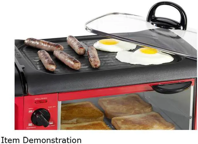 Alt view image 3 of 7 - Nostalgia BSET300RETRORED Retro Series 3-in-1 Family Size Breakfast Station, Red