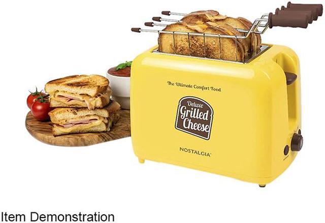 Alt view image 4 of 4 - Nostalgia Electrics GCT2 Yellow Deluxe Grilled Cheese Sandwich Toaster with Toasting Baskets with Extra Wide Slots
