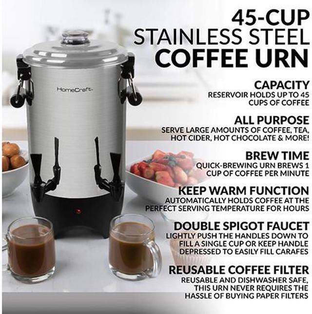 Alt view image 2 of 2 - Nostalgia Electrics CUDS45SS Stainless steel HomeCraft Quick-Brewing 1000-Watt Automatic 45-Cup Coffee Urn