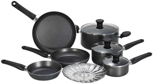 T-fal All-in-One Dishwasher Safe Cookware Set, 10-Piece, Black