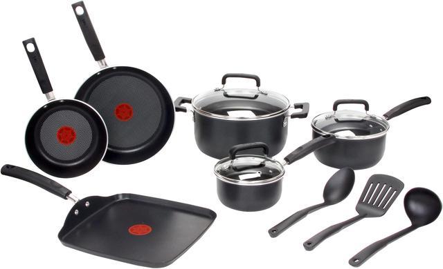 T-fal Signature Nonstick Cookware Set 12 Piece Pots and Pans, Dishwasher  Safe Black