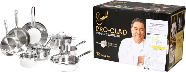 Alt view image 9 of 9 - Emeril by All-Cald Pro-Clad Stainless Steel 12-Piece Set