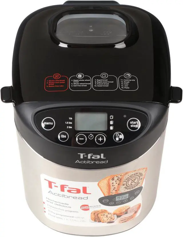 Alt view image 5 of 7 - T-fal PF311 ActiBread 15 Programs Bread Machine Stainless Steel Housing Nonstick Coating Automatic Bread Maker with LCD Display, 700-watt, Silver