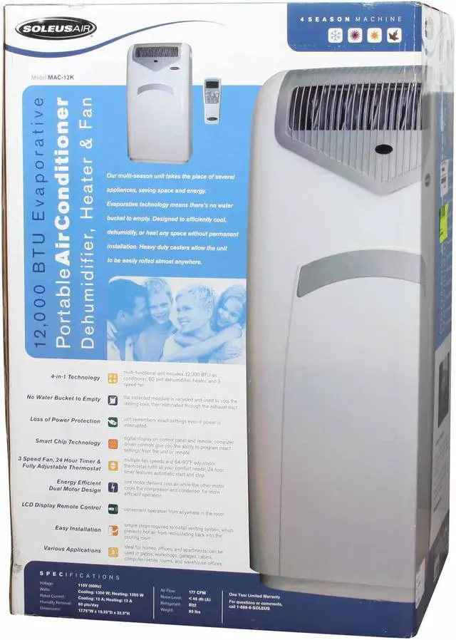 Alt view image 10 of 10 - SOLEUS AIR MAC-12K 12,000 Cooling Capacity (BTU) Portable Air Conditioner