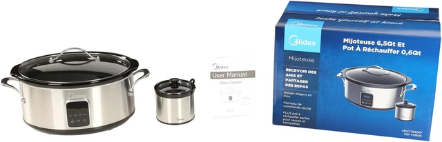 Alt view image 13 of 13 - Midea 6.5 Qt. Slow Cooker with 16 oz. Warmer Crock MSC1765DIP