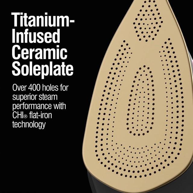 Alt view image 8 of 8 - CHI 13102 Steam Iron for Clothes with Titanium Infused Ceramic Soleplate, 1700 Watts, Electronic Temperature Control, 8' Retractable Cord, 3-Way Auto Shutoff, 400+ Holes, Professional Grade, Silver Silver