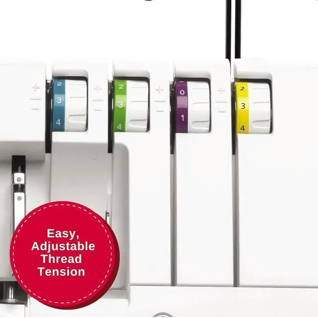 Alt view image 3 of 10 - SINGER S0100 Metal Frame Serger with Accessory Kit | Overlock Machine with 6 Built-in Stitches, 2-3-4 Thread Capability, Adjustable Tension & Stitch Length, 1300 Stiches per Minute & Differential Feed