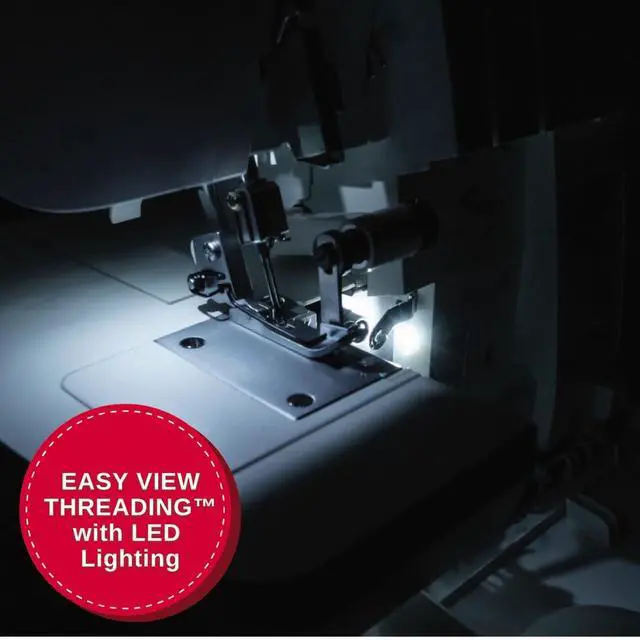 Alt view image 8 of 10 - SINGER S0100 Metal Frame Serger with Accessory Kit | Overlock Machine with 6 Built-in Stitches, 2-3-4 Thread Capability, Adjustable Tension & Stitch Length, 1300 Stiches per Minute & Differential Feed