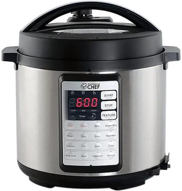 Main image of Commercial Chef CHP63MS Electric Pressure Cooker 6.3 Quarts, 24-Hour Preset Timer, Stainless Steel Interior