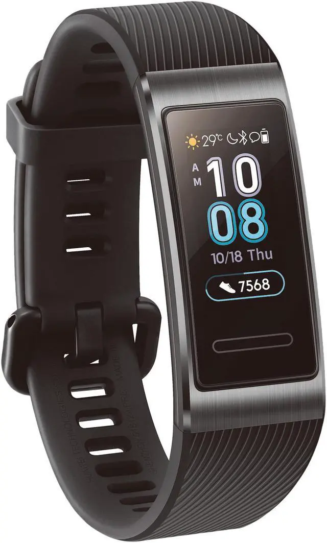 Alt view image 3 of 5 - HUAWEI Band 3 Pro All-in-One Fitness Activity Tracker, 5ATM Water Resistance for Swim, 24/7 Heart Rate Monitor, Built-in GPS, Multi-Sports Mode, Sleep Tracking, Black (Terra-B19)