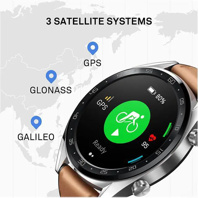 Alt view image 5 of 5 - Huawei Watch 55023263 Fit Watch GT Classic Edition Fortuna-B19V GPS Smartwatch - Brown Stainless Steel (Canada Warranty)
